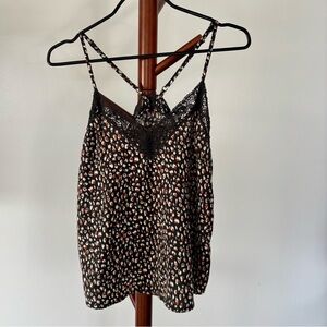 Aerie Black and Brown Patterned Lace Cami